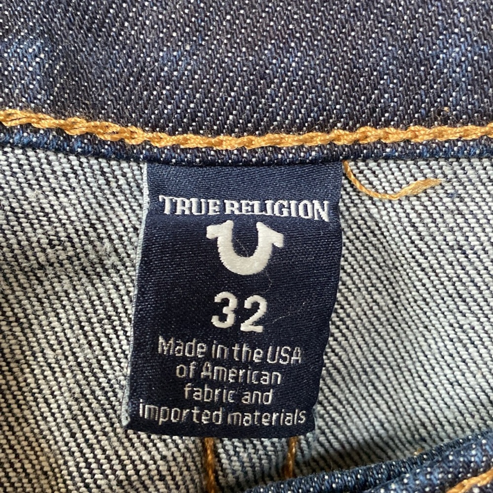 True Religion Dark Blue with Bleached Out Jean Shorts - Picture 5 of 6